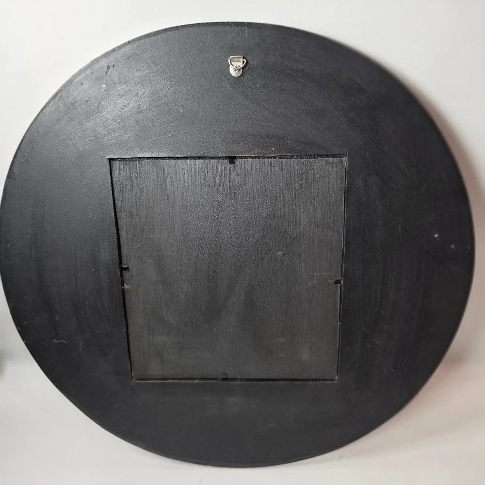 VTG 90s Celestial Sun Moon Wood Mirror Large 16.5 Hand Painted Bohemian Wall Art